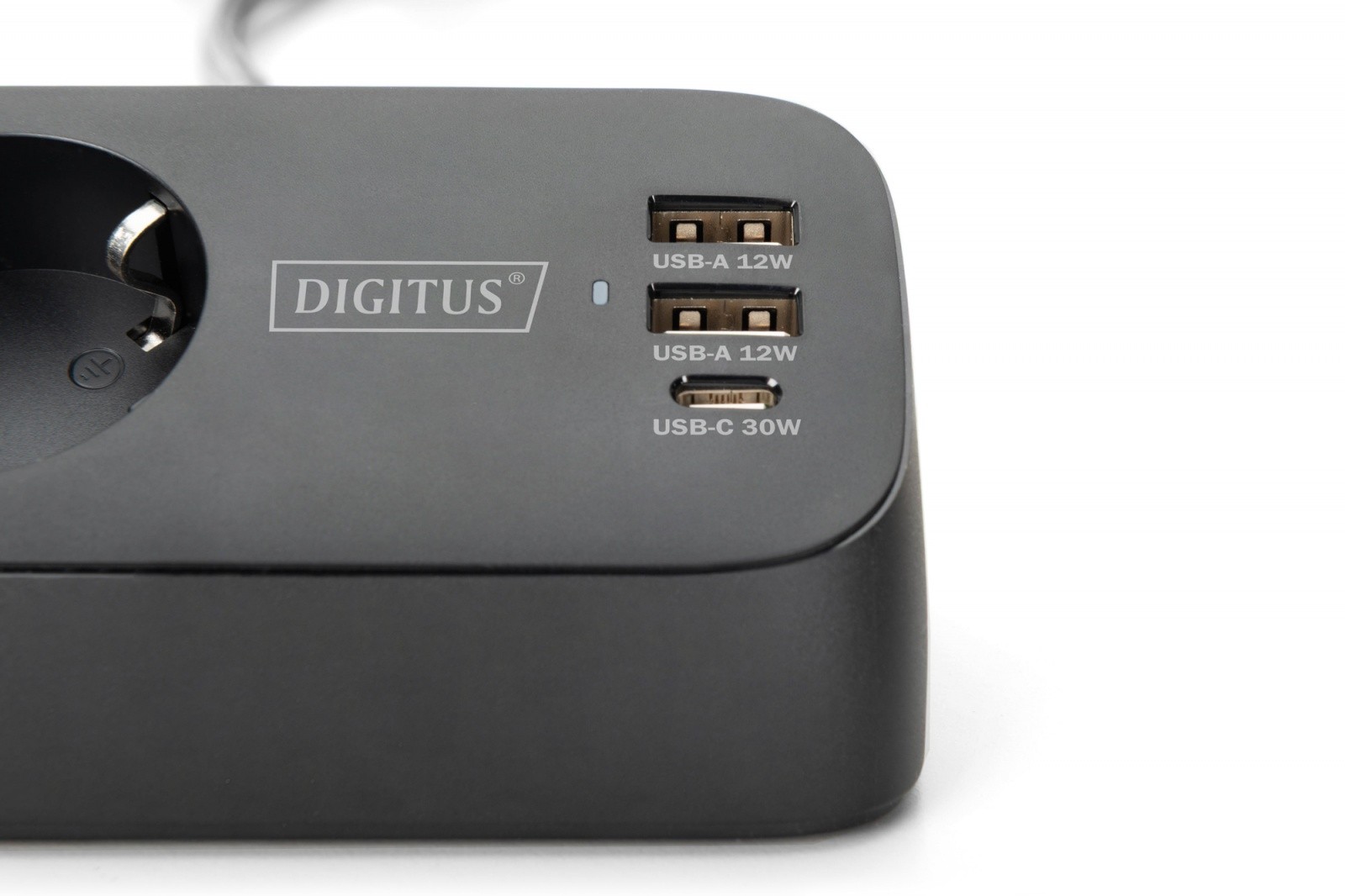 Namizna razdelilna letev z 3 Schuko vtičnicami, 2x USB-A (12W), 1x USB-C (30W), črna 5