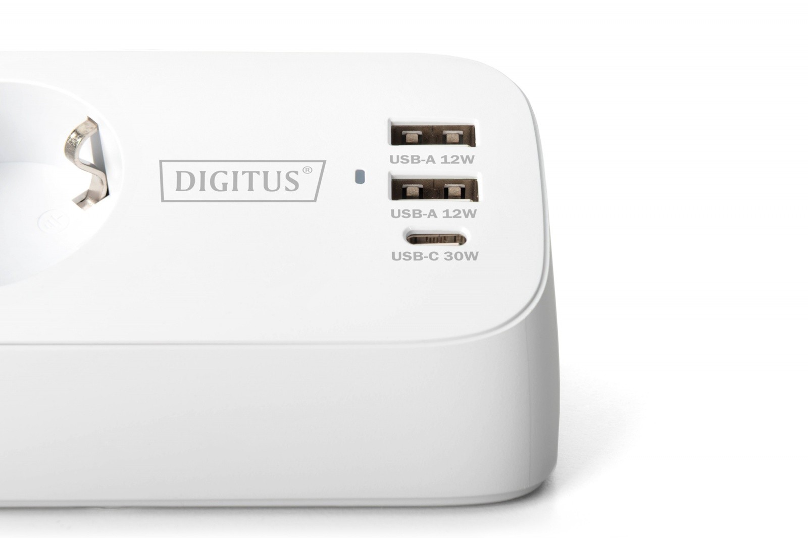 Namizna razdelilna letev z 3 Schuko vtičnicami, 2x USB-A (12W), 1x USB-C (30W), bela 4