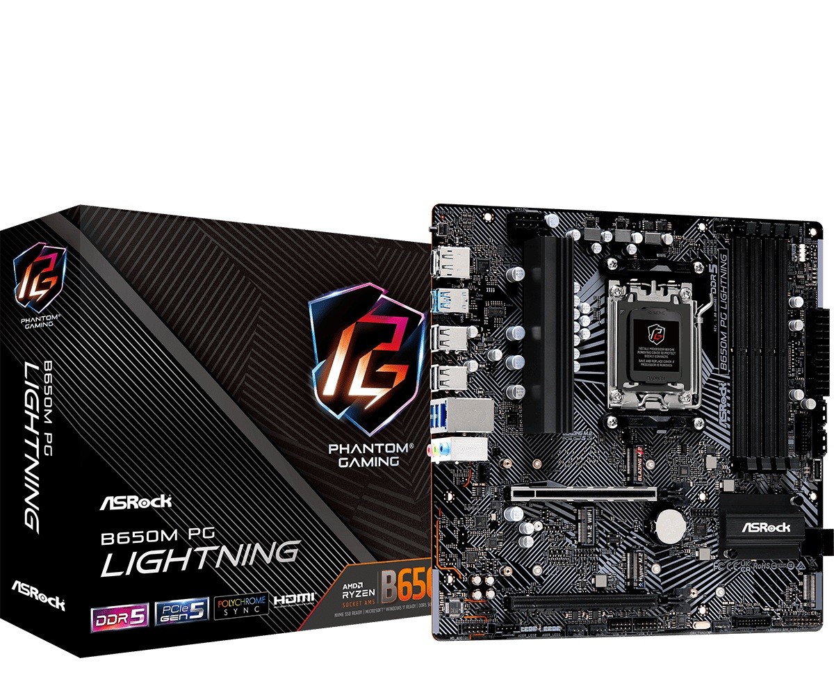 ASRock B650M PG LIGHTNING matična plošča, AM5, DDR5, mATX