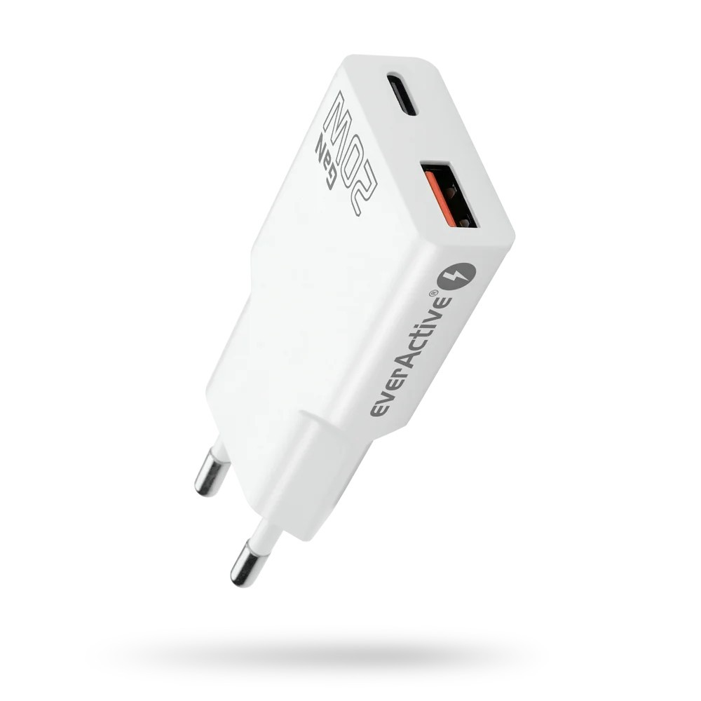 everActive SC-340Q Super Slim QC 3.0 USB/USB-C Polnilnik 20W, bela