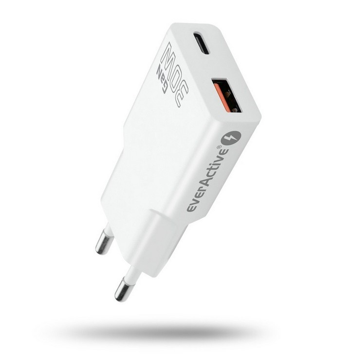 everActive SC-380Q Super Slim QC 3.0 USB/USB-C Polnilnik 30W, bela