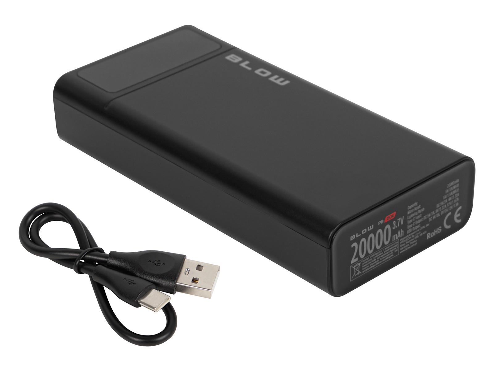 Powerbank PB20E QC+PD 20W, 20000mAh, z LED zaslonom, Lightning, črn 4