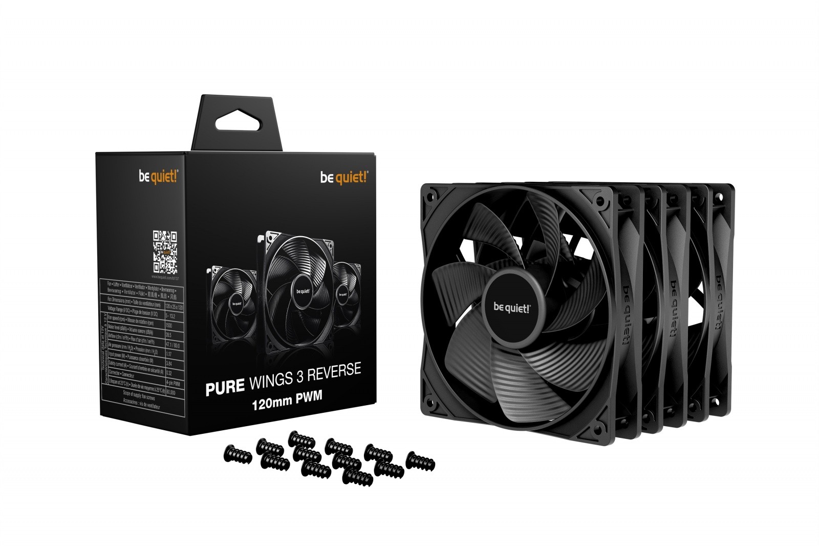 Ventilator Pure Wings 3 120mm PWM Reverse Black (3-pak) 3