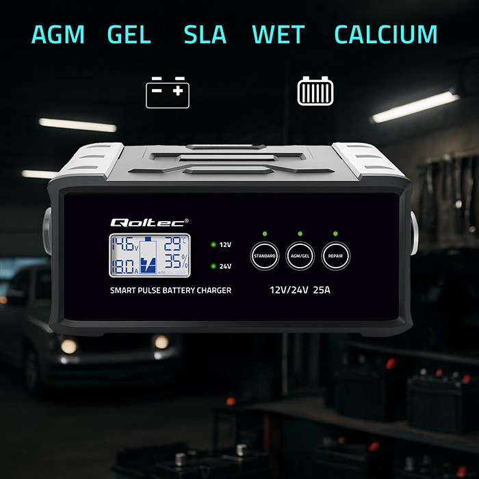 Avtomatski polnilnik 12V/24V 25A z LCD in funkcijo popravila 2