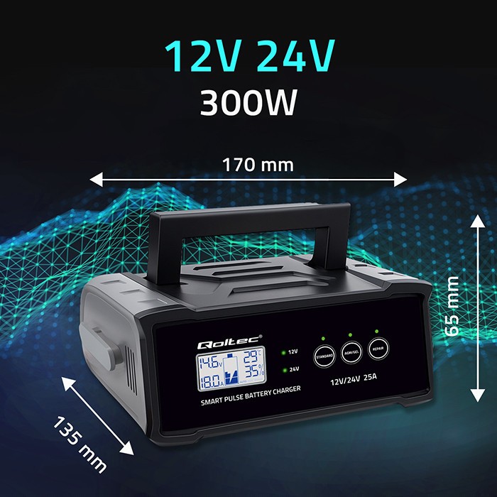 Avtomatski polnilnik 12V/24V 25A z LCD in funkcijo popravila 5
