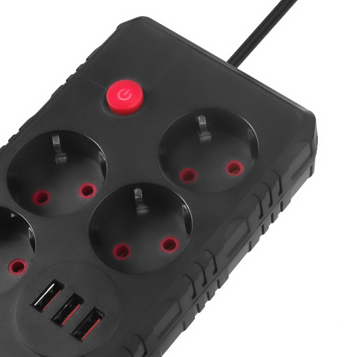 Napajalni trak MCE393 B, 4 vtičnice + 3x USB, 3m, črn 8