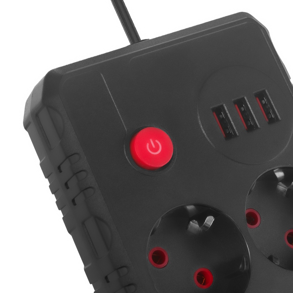 Napajalni trak MCE388 B, 2 vtičnici + 3x USB, 3m, črn 8