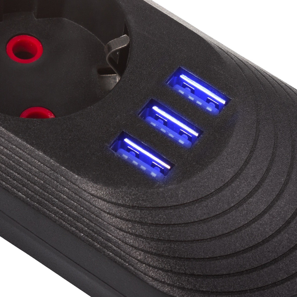 Napajalni kabel MCE395B: 5 vtičnic, 3x USB, 2.1A, črna 8