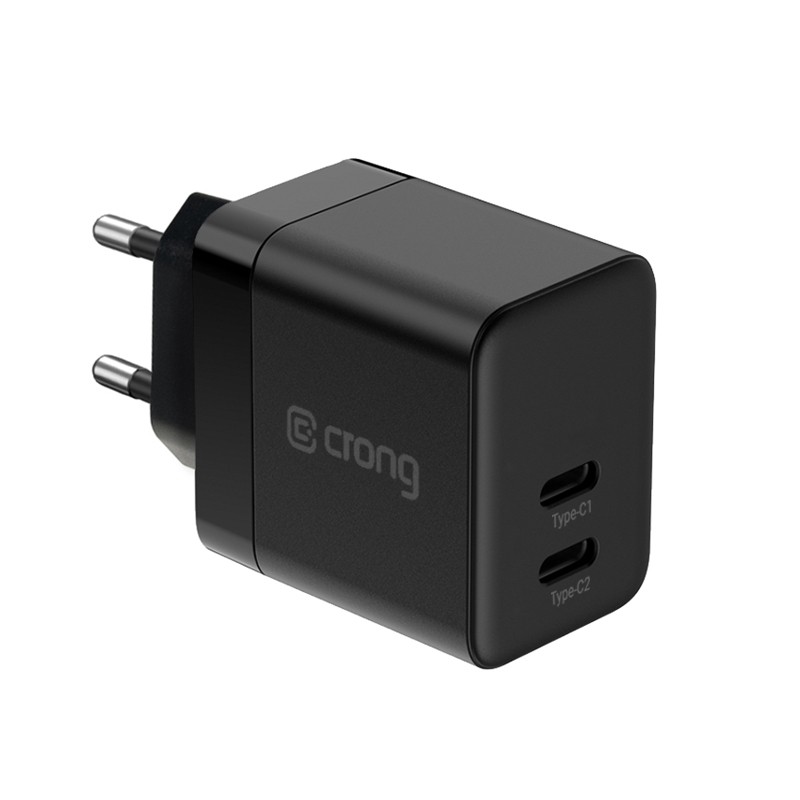 Kompakten GaN polnilec 2x USB-C 35W PD 3.0, črn