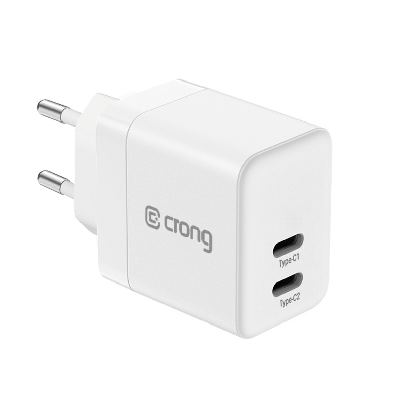 CRONG Ultra Compact GaN polnilnik 35W, 2x USB-C, PD 3.0, PPS (bel)
