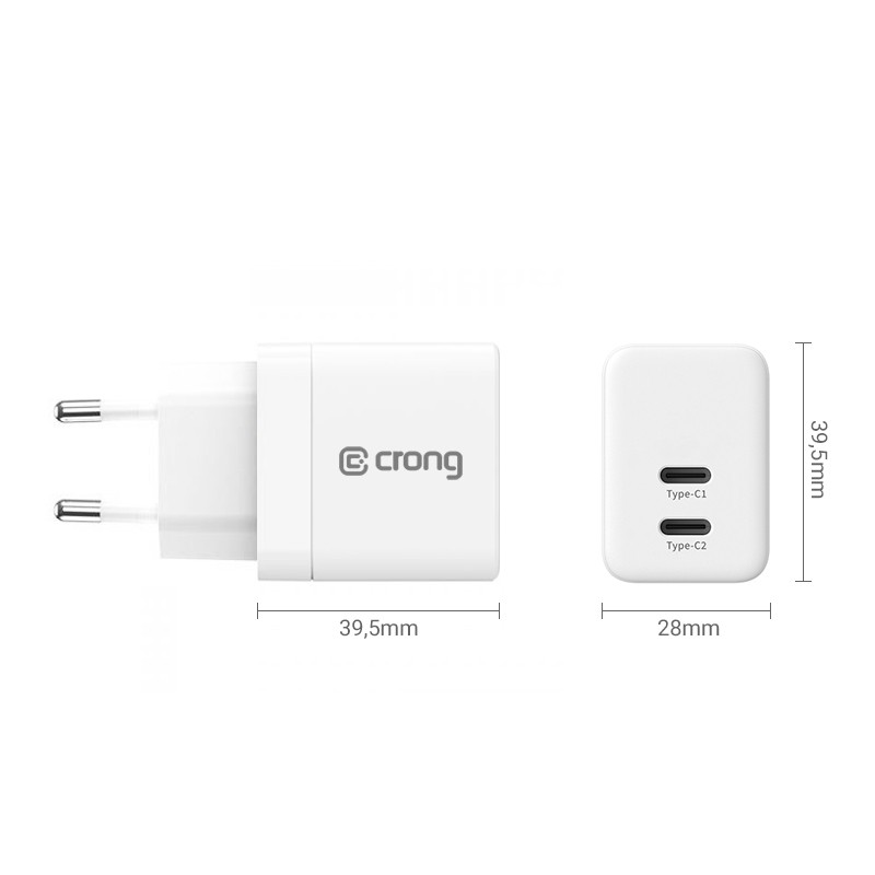 CRONG Ultra Compact GaN polnilnik 35W, 2x USB-C, PD 3.0, PPS (bel) 4